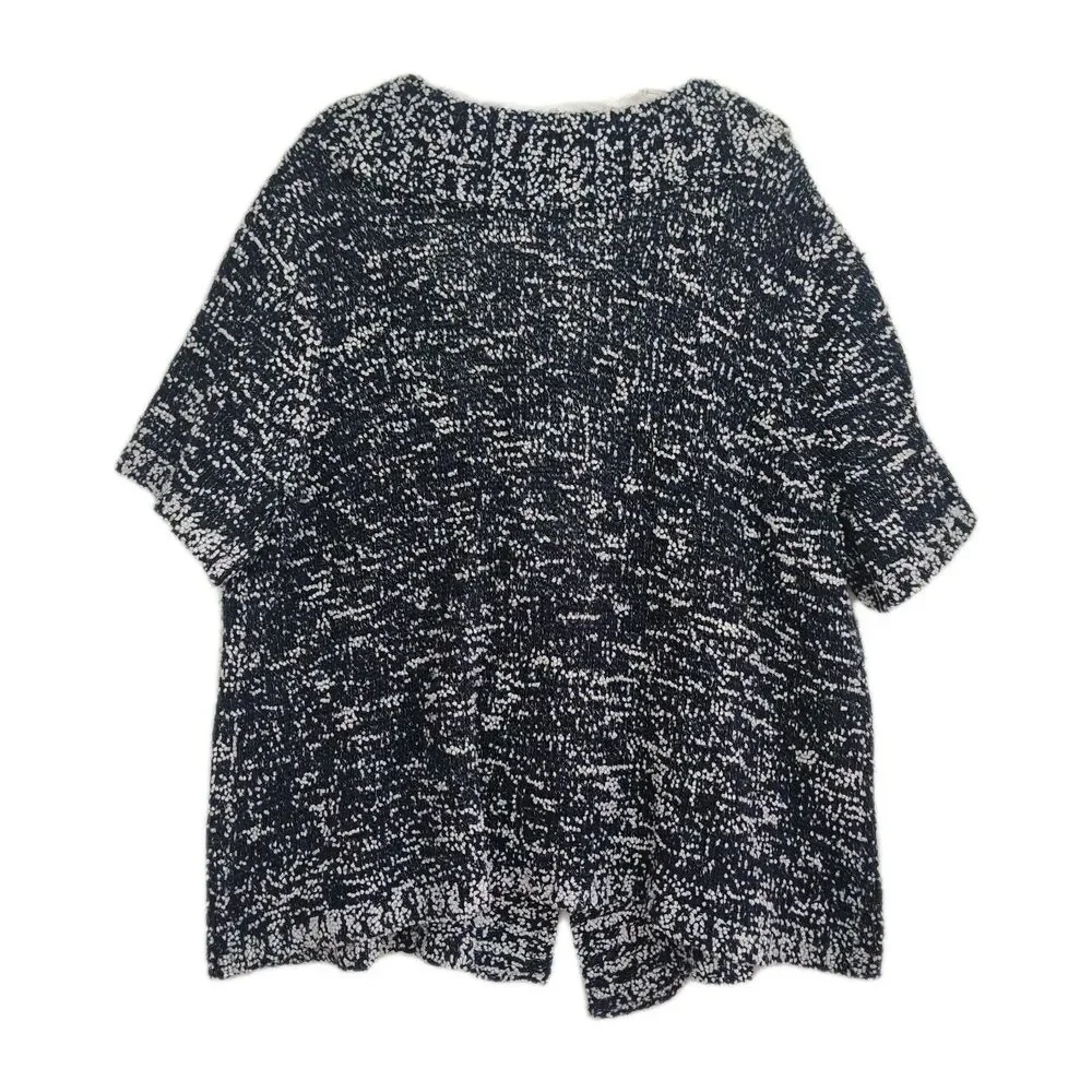 CJ Banks Cardigan Sweater Women's 3X Blue/White Textured One Button Short Sleeve - Picture 2 of 7